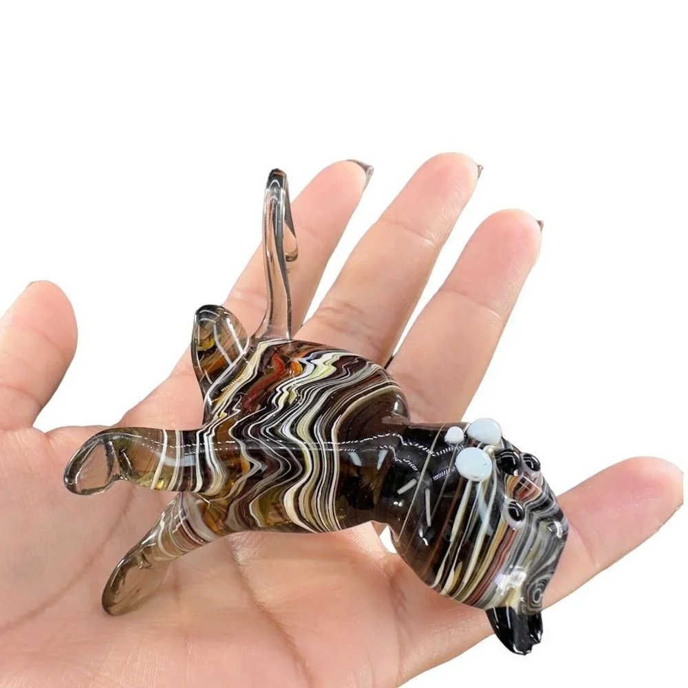 Venetian Slag Art Glass Small Figurine Bear‎ Animal Dog Delicate Glass Figurine